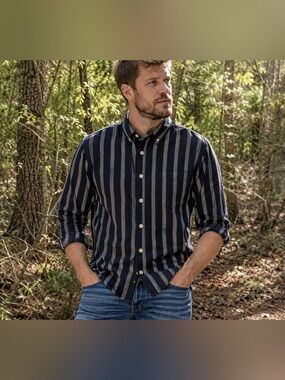 Flying Machine Men's Striped Button Down Shirt M 100% Cotton